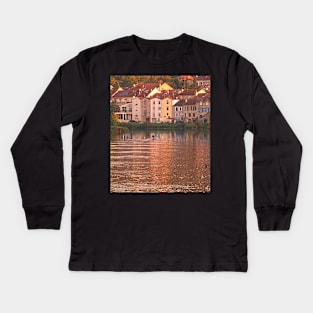 Evening Row - Belleville on Meuse River, France Kids Long Sleeve T-Shirt